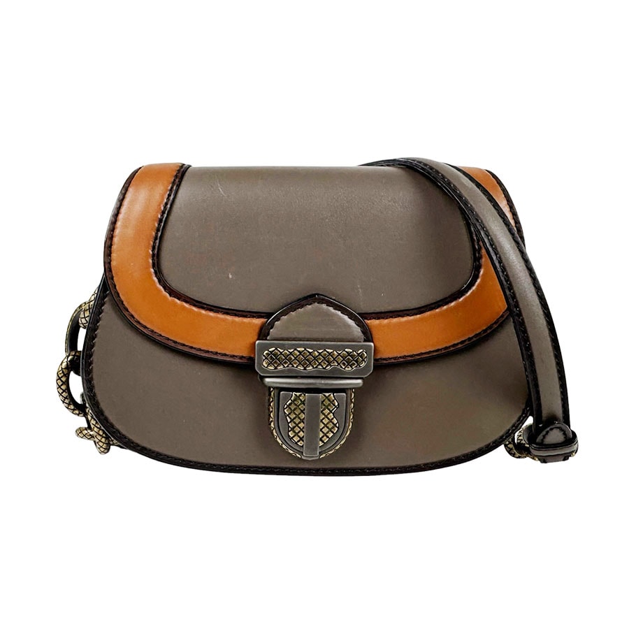 ボッテガヴェネタ BOTTEGAVENETA ショルダーバッグ レザー カーキブラウン/ライトブラウン レディース【中古】 z11310