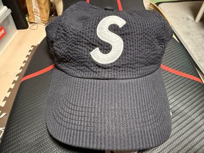 Supreme Seersucker S Logo 6-Panel "Black"