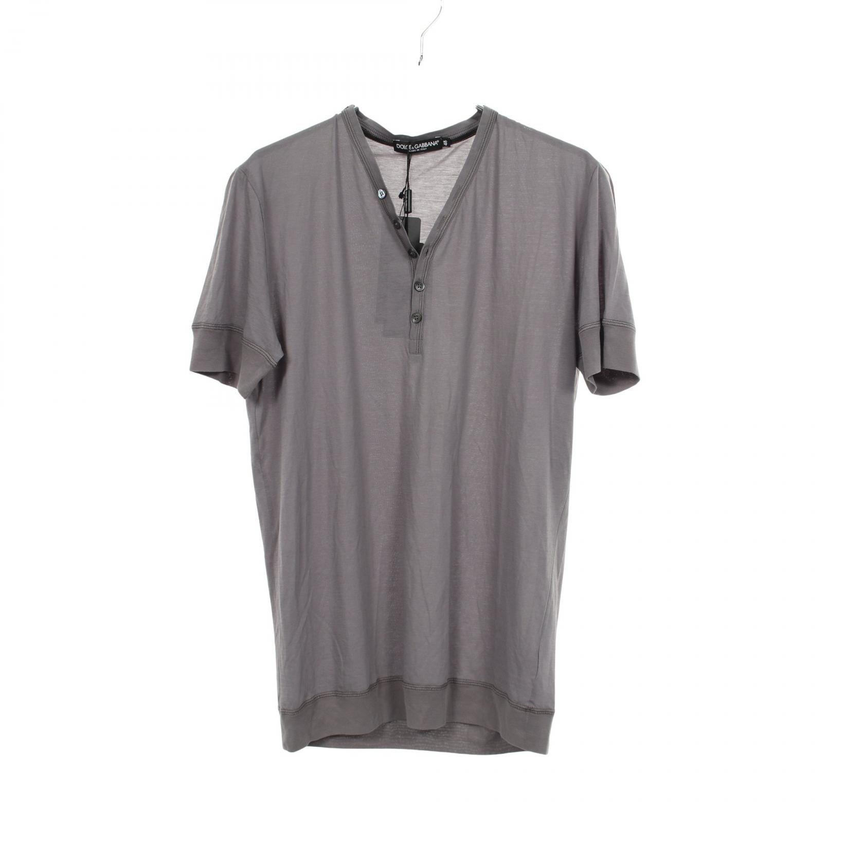 ドルチェアンドガッバーナ DOLCE & GABBANA ヘンリーネック 半袖Tシャツ 衣料品 トップス コットン シルク メンズ グレー系 G8GC9T 【中古】