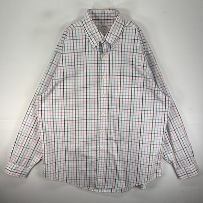 古着 ブルックスブラザーズ Brooks Brothers 長袖シャツ ボタンダウン 胸ポケット L ホワイト系 チェック メンズ
