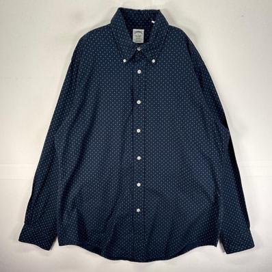 古着 ブルックスブラザーズ Brooks Brothers 長袖シャツ ボタンダウン 花柄 L ネイビー系 総柄 メンズ