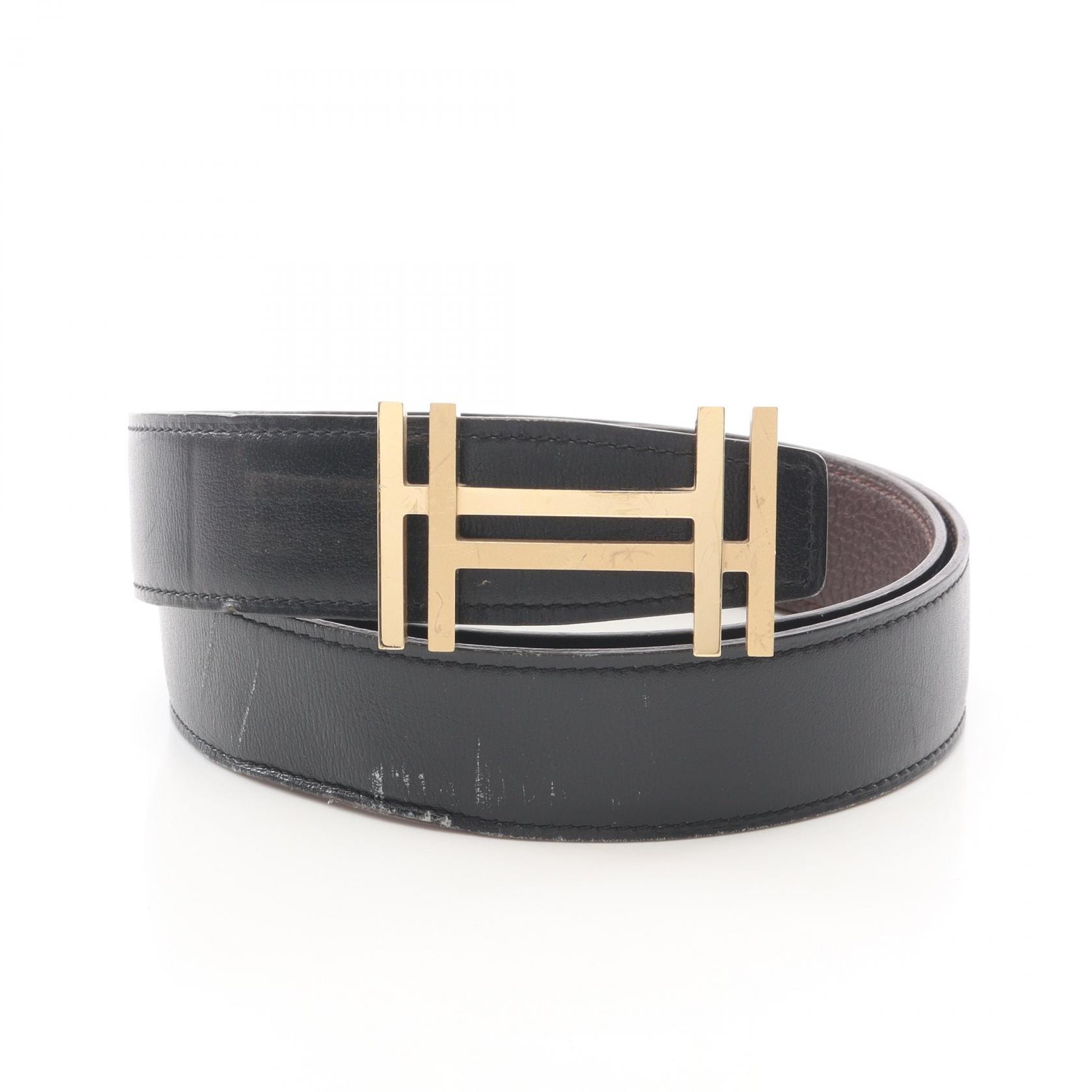 エルメス HERMES H オ カレ リバーシブル ベルト 衣料品 レザー D刻印(2019年製造) メンズ ブラック系 / ブラウン系 【中古】