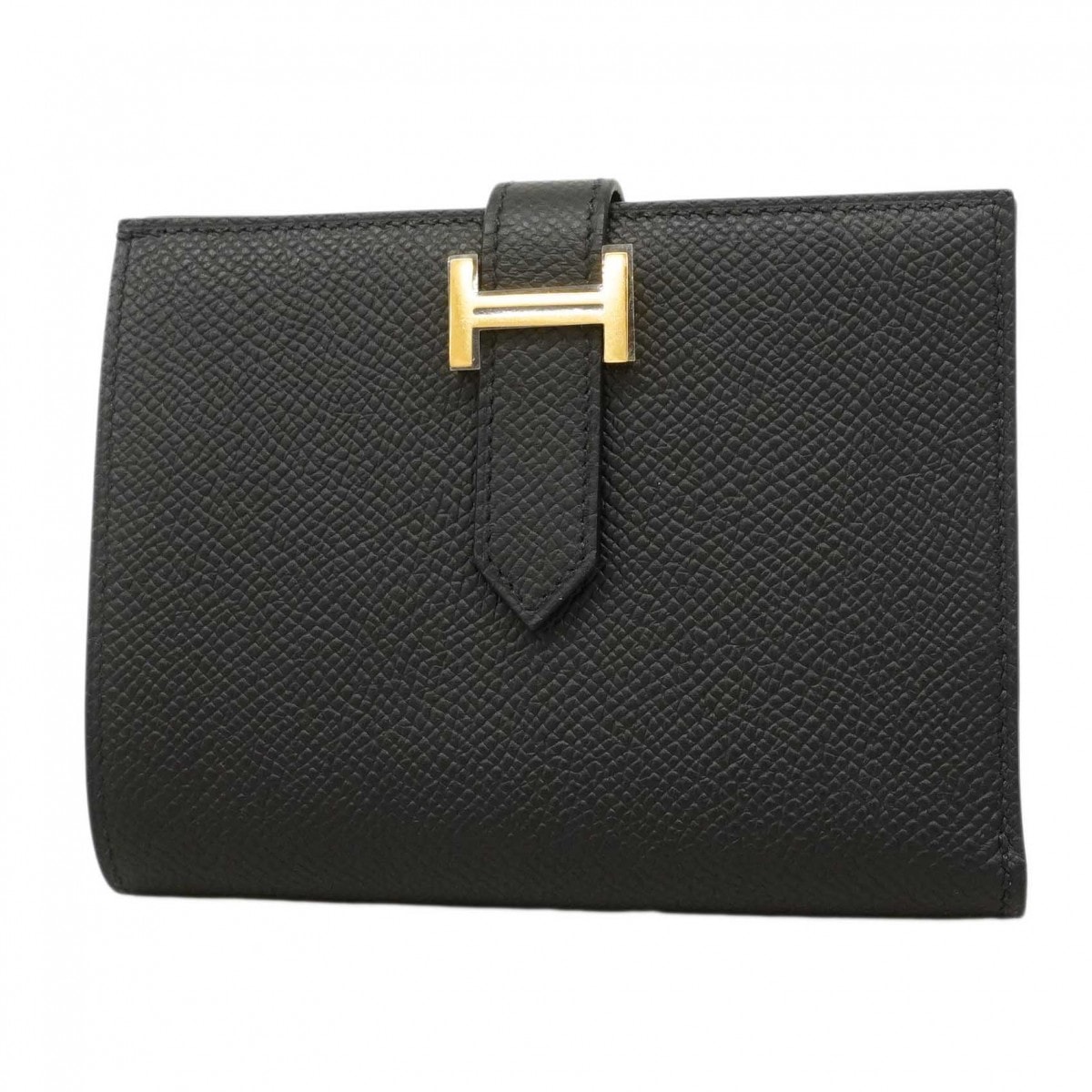 【6dd5186】エルメス 財布 ベアンコンパクト ヴォーエプソン ブラック ゴールド金具 K刻印【中古】メンズ レディース ユニセックス