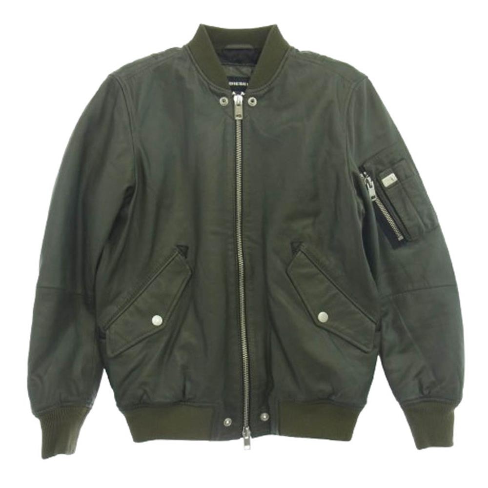 DIESEL ディーゼル レザージャケット L-PARKER レザー MA-1 ボンバージャケット ブルゾン グリーン系 S【中古】