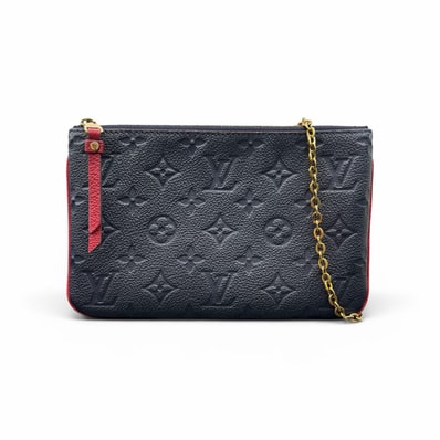LOUIS VUITTON 美品 ルイヴィトン ポシェット ドゥーブル ジップ モノグラムアンプラント チェーンショルダーバッグ マリーヌ ルージュ M63916 レザー GI0149 RFID確認済 LV ABランク 中古 鑑定済