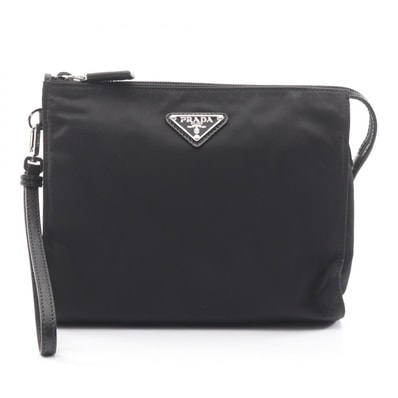プラダ PRADA Re-Nylon ネセセール TESSUTO+SAFFIANO セカンドバッグ クラッチバッグ バッグ ナイロン サフィアーノレザー メンズ レディース ブラック系 2NE7892DMHF0002 【新品】