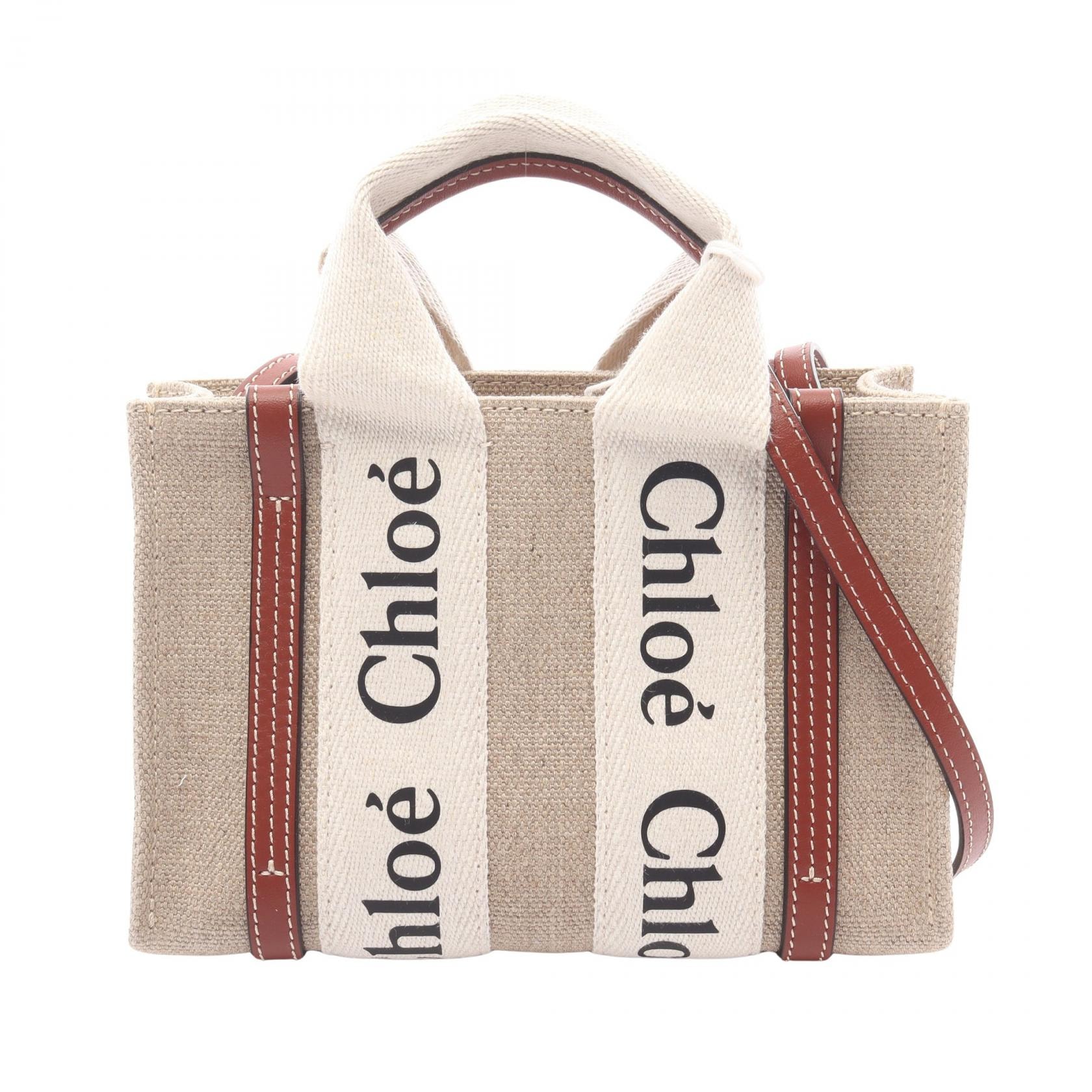 クロエ Chloe woodyミニトート ショルダーバッグ バッグ キャンバス レザー レディース ベージュ系 / マルチカラー CHC22AP237I2690U 【新品】