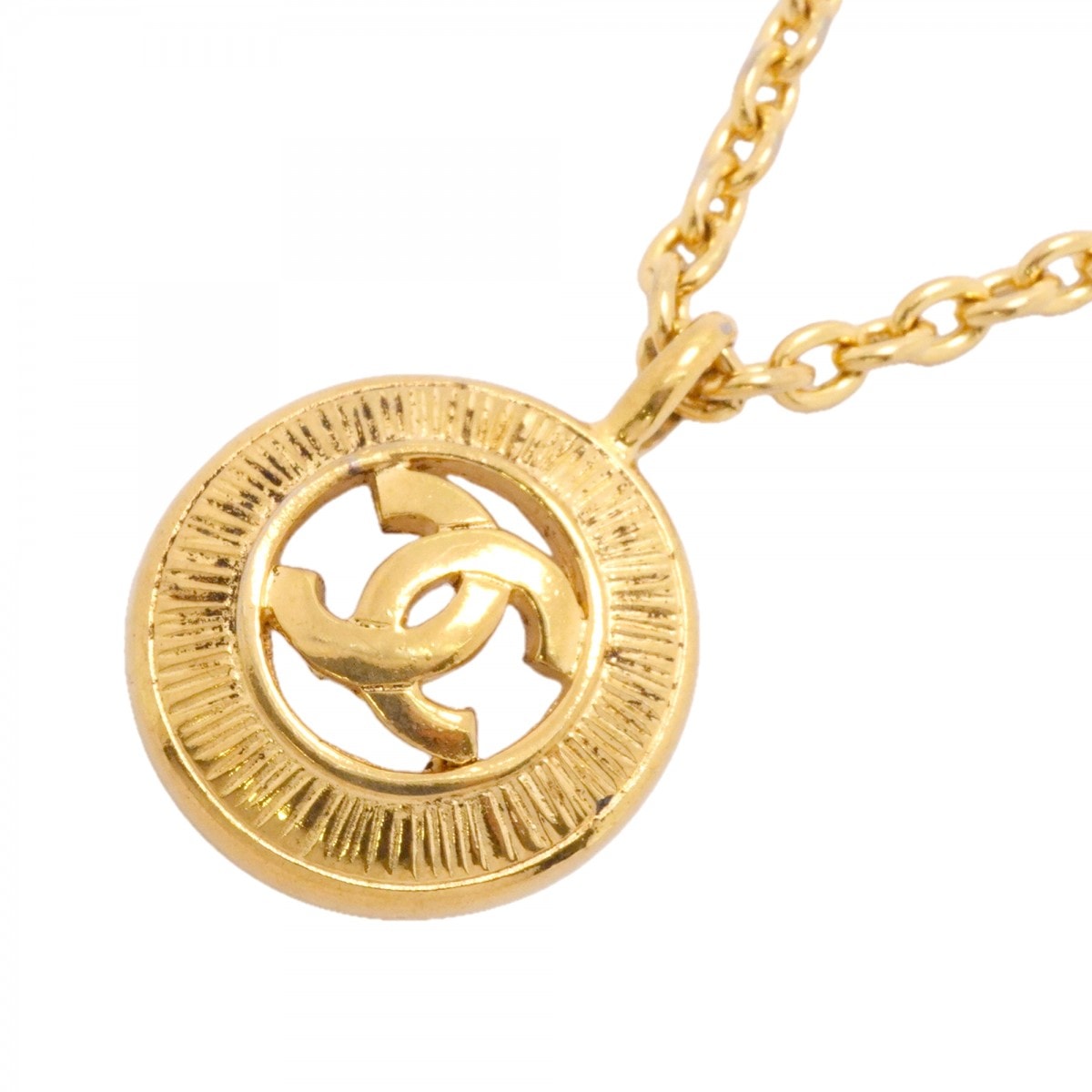 ★SALE【6jfb0605-k】シャネル ネックレス ヴィンテージ ココマーク 丸型 サークル GPメッキ ゴールド【中古】レディース