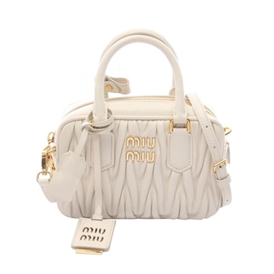 ミュウ ミュウ Miu Miu VIT.DAINO SOFT 2WAY ハンドバッグ バッグ レザー レディース ホワイト系 5BB123 【中古】