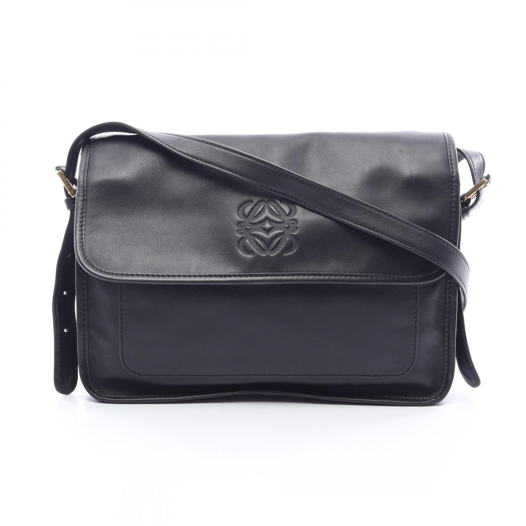 ロエベ LOEWE アナグラム ショルダーバッグ バッグ レザー レディース ブラック系 【中古】
