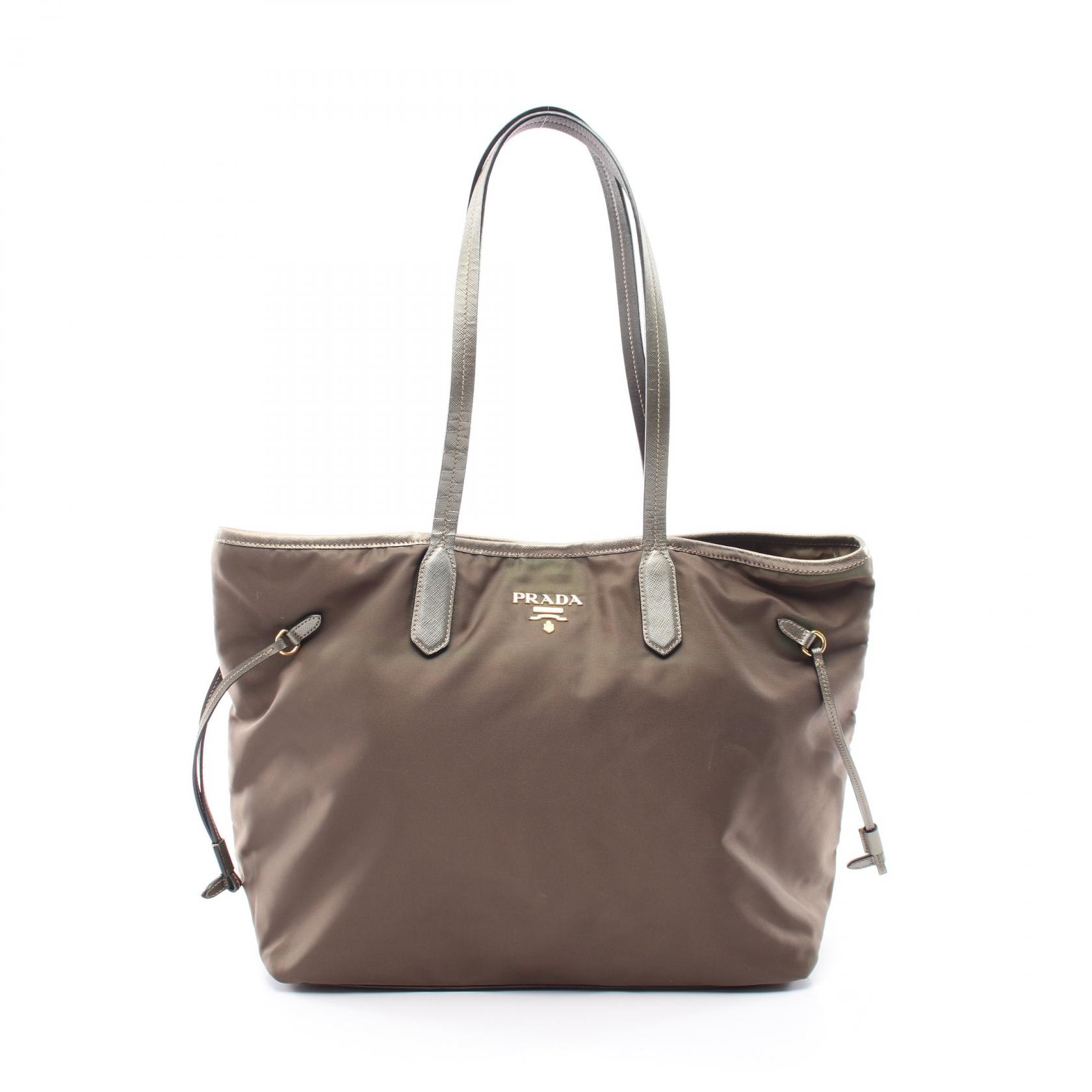 プラダ PRADA TESSUTO SAFFIANO トートバッグ バッグ ナイロン サフィアーノレザー レディース グレー系 BR4001 【中古】