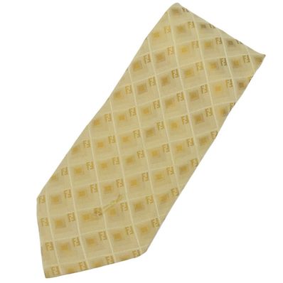 【中古】 フェンディ ネクタイ 光沢 シルク ゴールド系 ズッカ柄 ビジネス スーツ メンズ 男性 FENDI