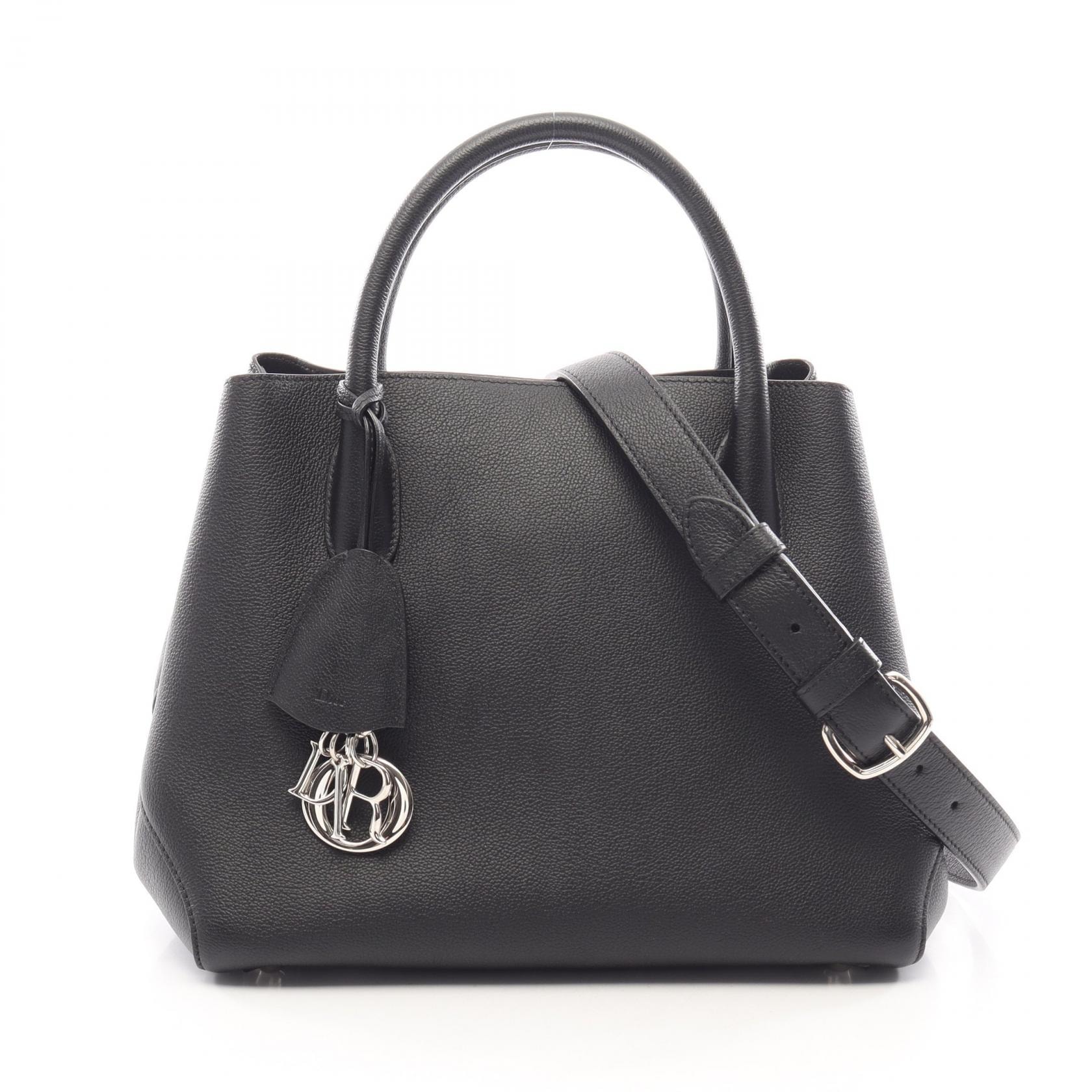 ディオール Dior オープン バー 2WAY ハンドバッグ バッグ レザー レディース ブラック系 【中古】