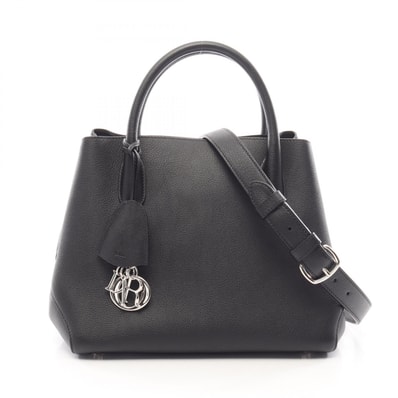 ディオール Dior オープン バー 2WAY ハンドバッグ バッグ レザー レディース ブラック系 【中古】