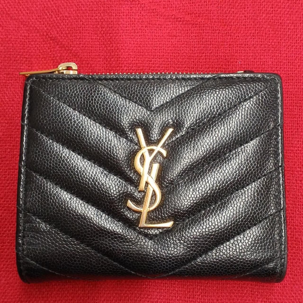Saint Laurent Monogram Zipped Card Case In Grain De Poudre Embossed Leather "Black"