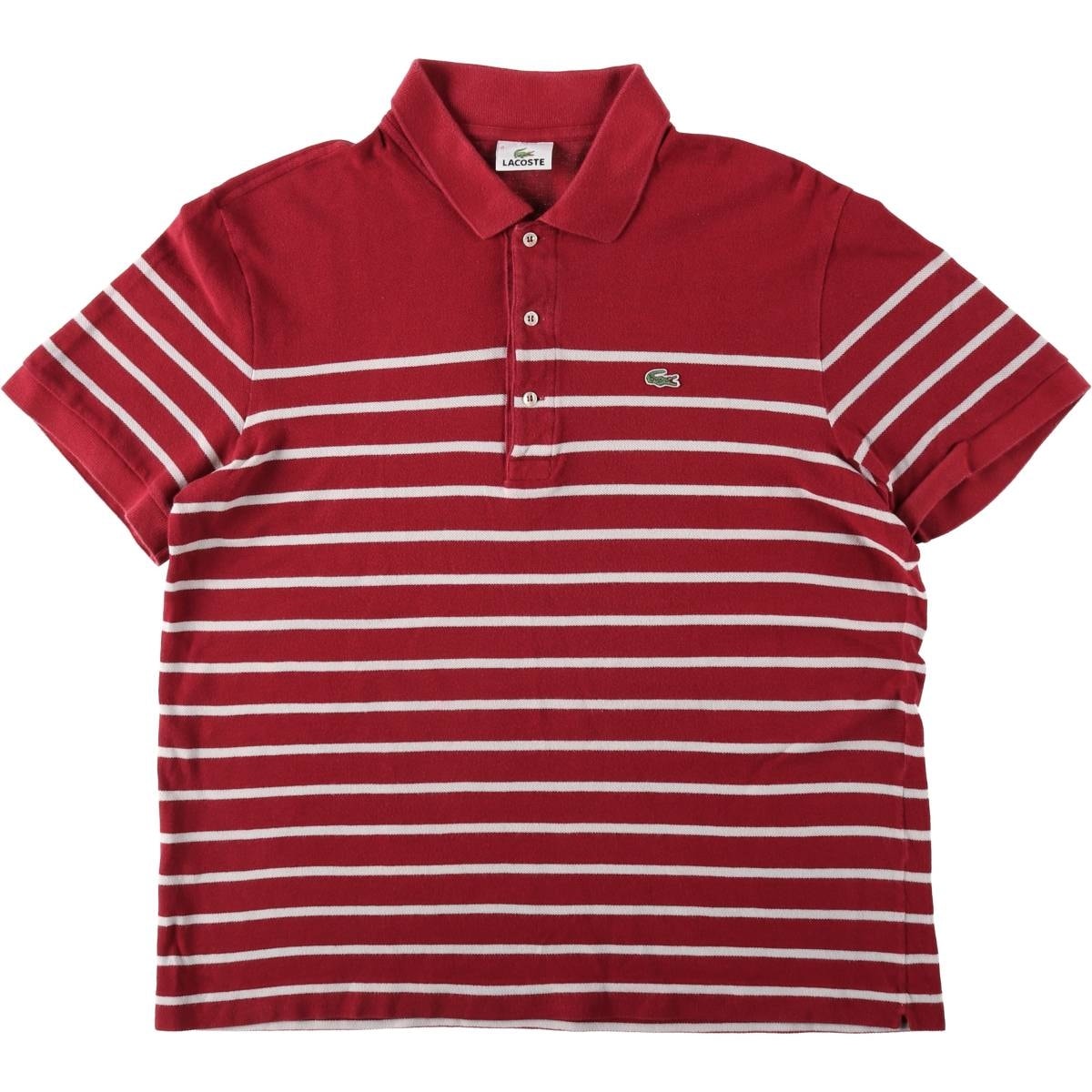 古着 ラコステ LACOSTE 半袖 ボーダー ポロシャツ メンズXL相当/eaa623028