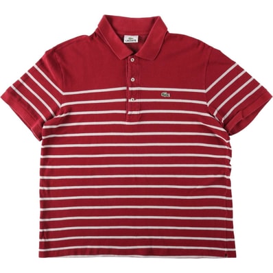 古着 ラコステ LACOSTE 半袖 ボーダー ポロシャツ メンズXL相当/eaa623028