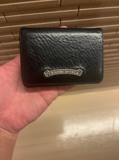 Chrome Hearts Arch Logo Plate 3-Pocket Leather Card Case "Black"