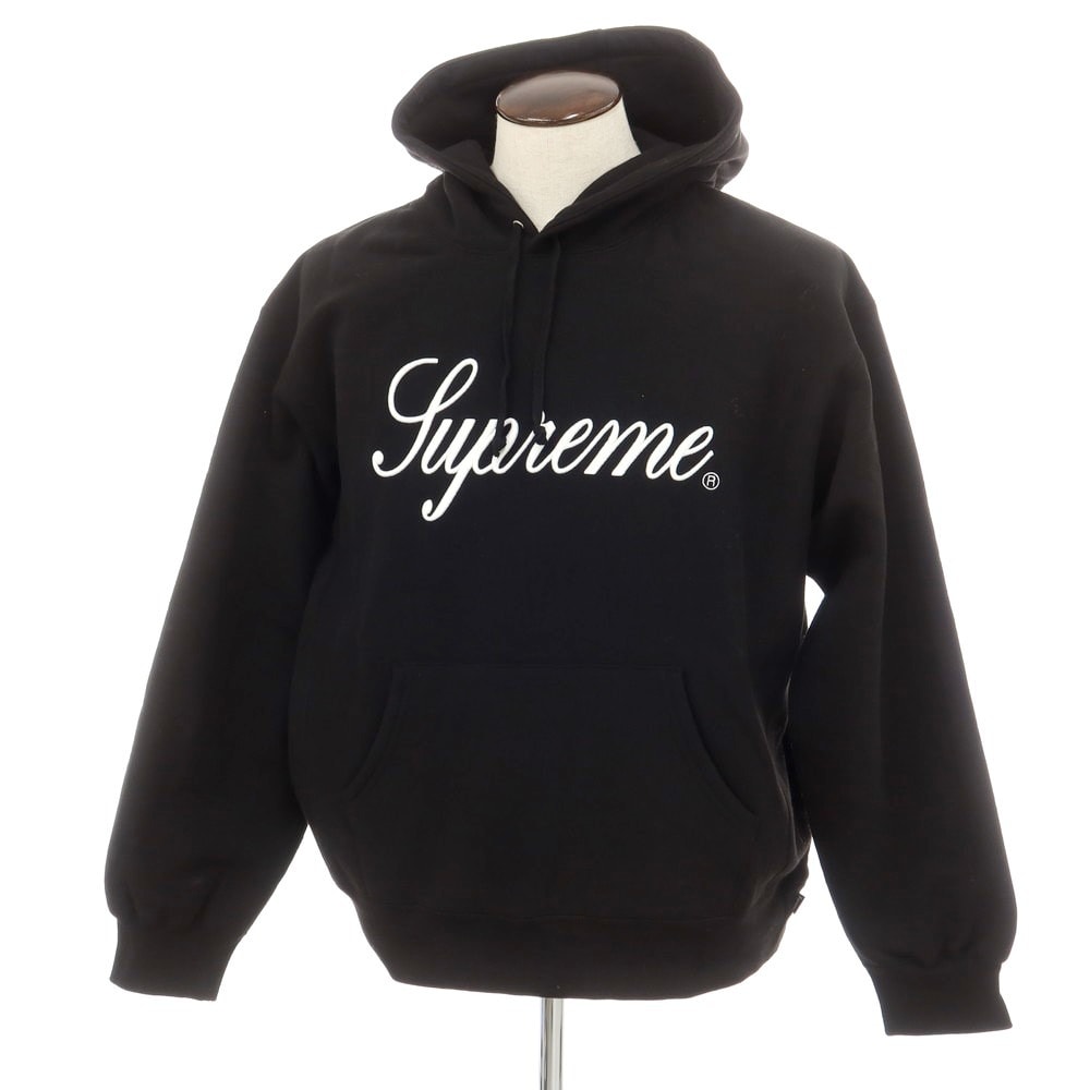 【中古】シュプリーム Supreme 2024年秋冬 Embroidered Script Hooded Sweatshirt プルオーバー パーカー ブラック【サイズL】【メンズ】