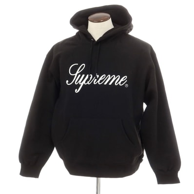 【中古】シュプリーム Supreme 2024年秋冬 Embroidered Script Hooded Sweatshirt プルオーバー パーカー ブラック【サイズL】【メンズ】