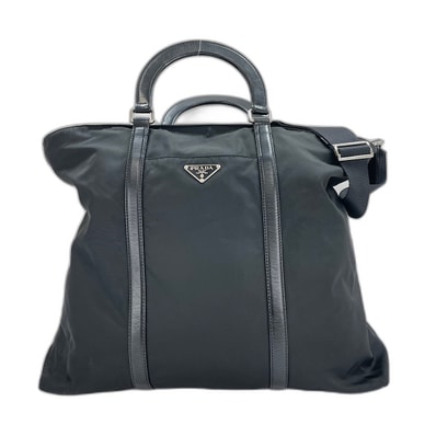 プラダ PRADA 2WAY、トライアングルロゴ ボストンバッグ【中古】