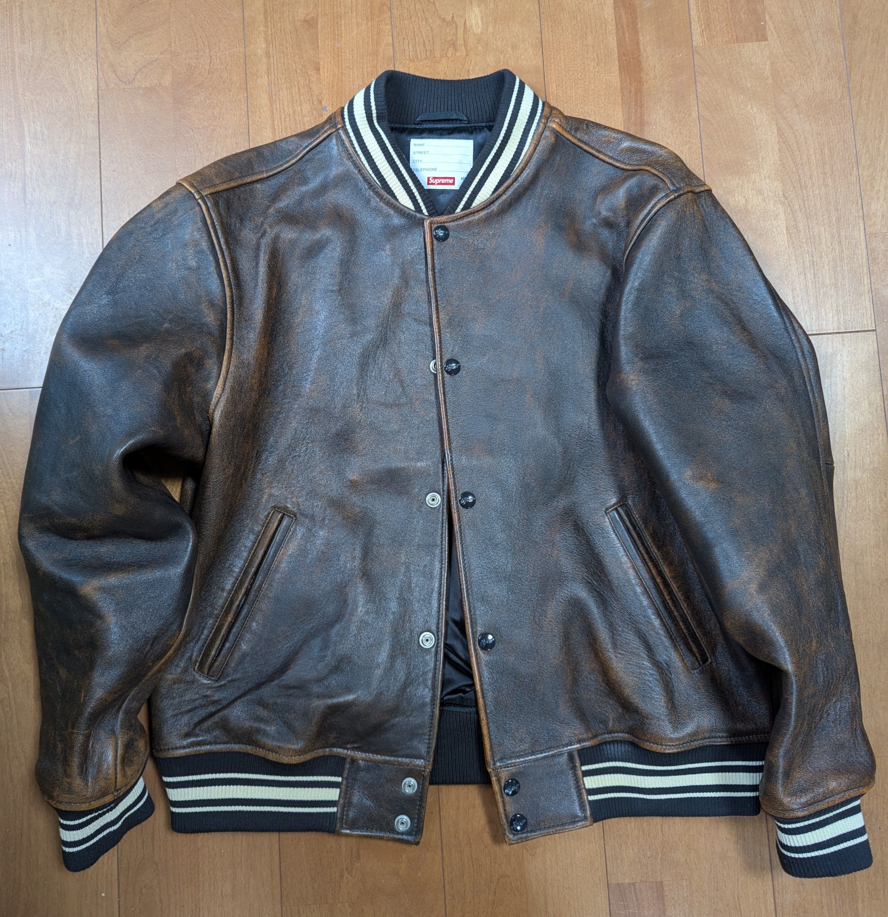 Supreme Leather Varsity Jacket "Black"