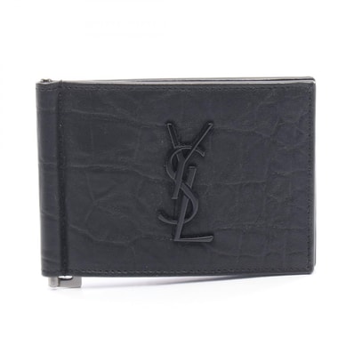 サンローランパリ SAINT LAURENT PARIS モノグラム 二つ折り財布 財布 レザー メンズ ブラック系 485630C9H0U1000 【新品】