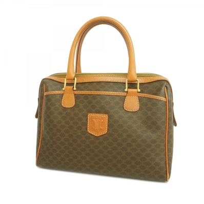 【6dd4279-k】セリーヌ ハンドバッグ マカダム PVC ブラウン ゴールド金具【中古】レディース