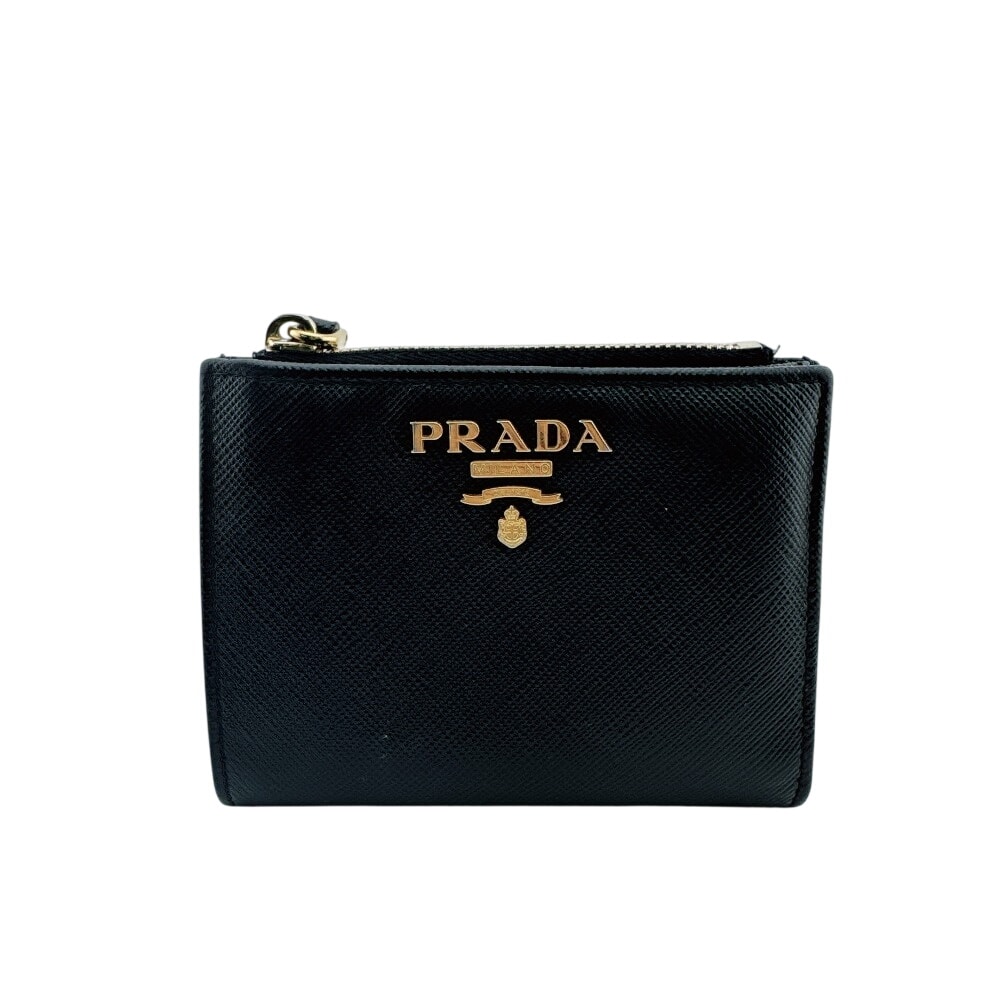 プラダ PRADA 二つ折り財布 サフィアーノ コンパクトウォレット 1ML050 ブラック