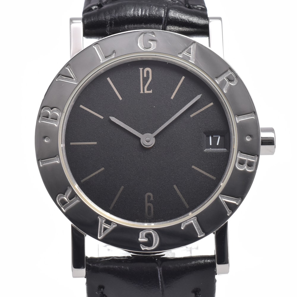 ブルガリ BVLGARI BB30SLD ブルガリブルガリ デイト ブラック クォーツ ユニセックス 美品 腕時計 J#150101