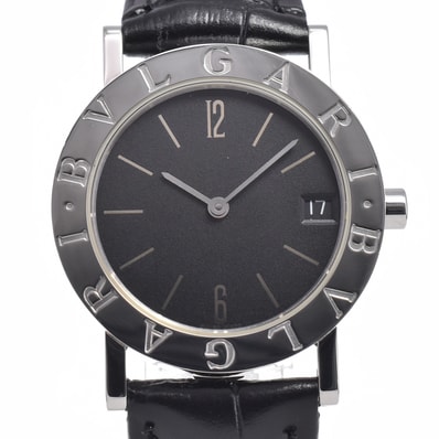 ブルガリ BVLGARI BB30SLD ブルガリブルガリ デイト ブラック クォーツ ユニセックス 美品 腕時計 J#150101