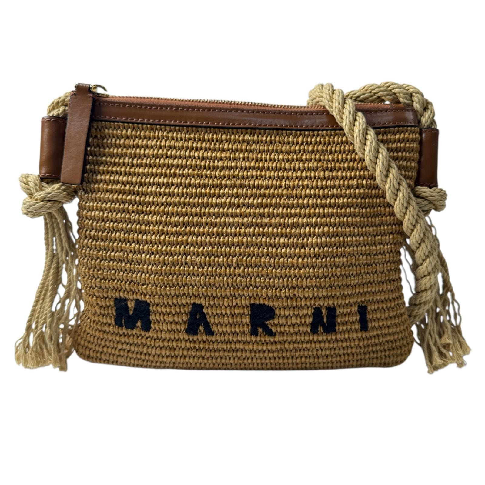 マルニ MARNI かごバッグ ショルダーバッグ ラフィア ロープハンドル ロゴ 斜めがけ クロスボディ レディース