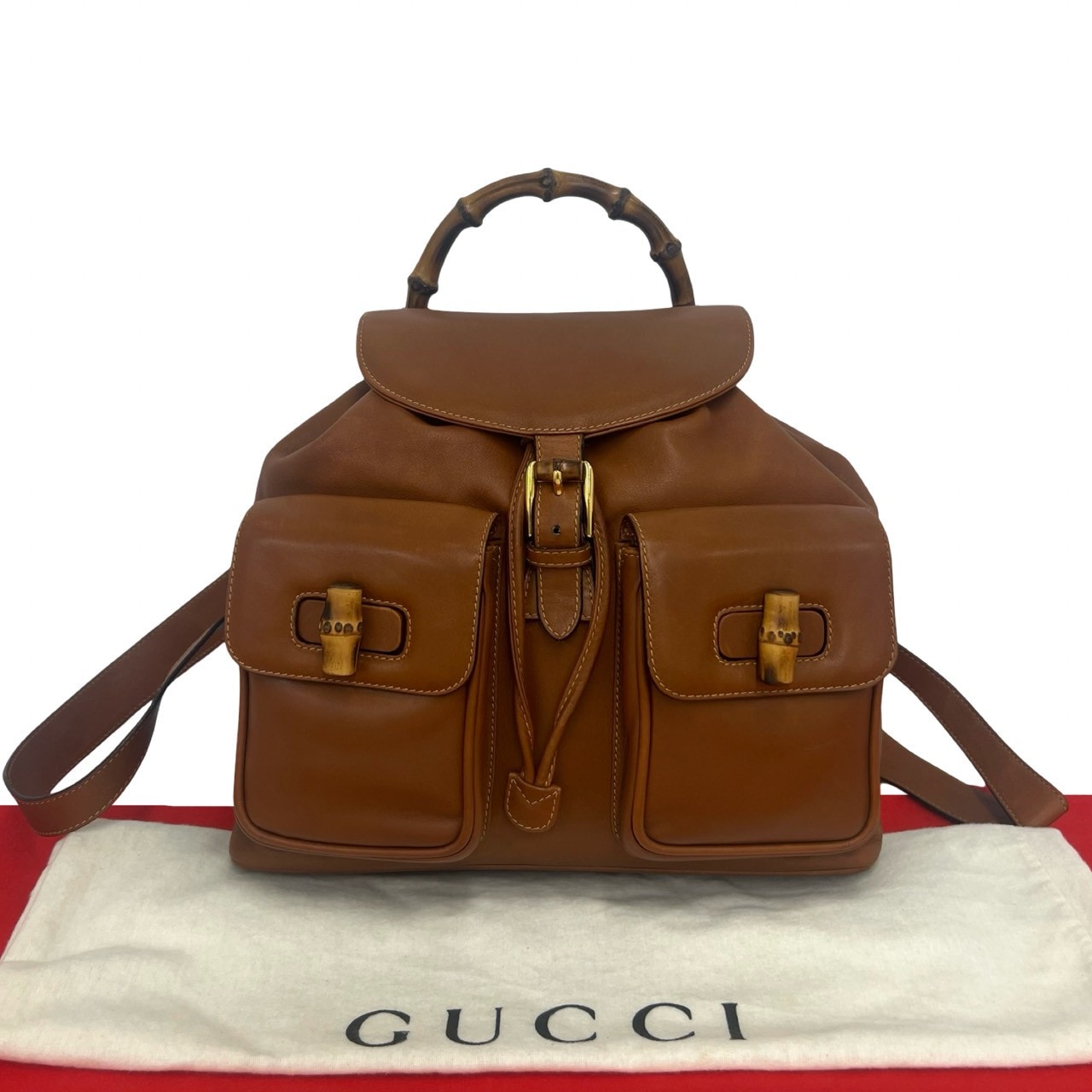 GUCCI グッチ バンブー レザー リュックサック ブラウン
34211