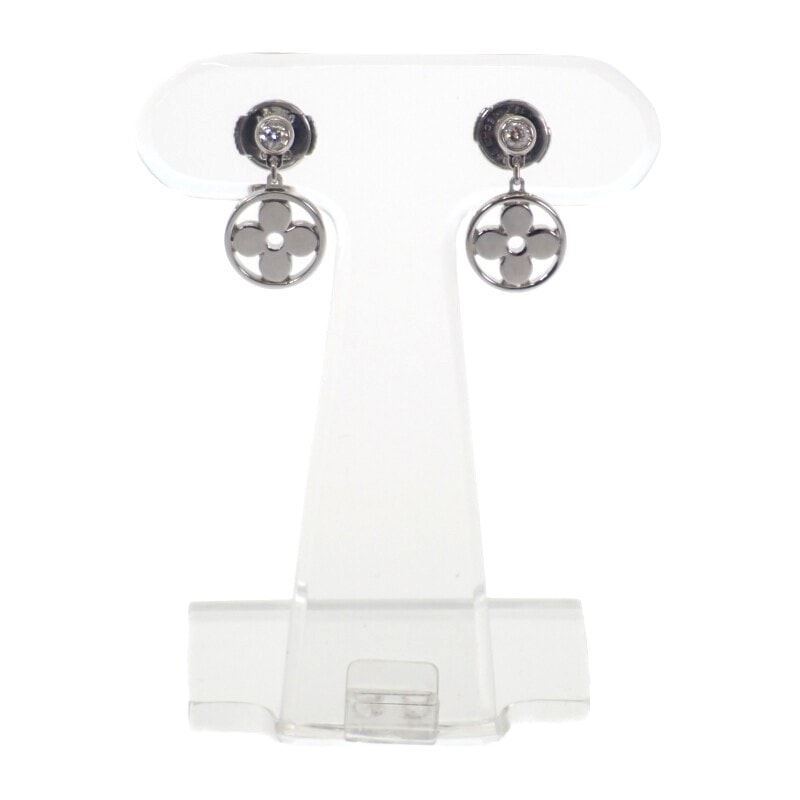 ルイヴィトン LOUIS VUITTON ピュスモノグラムイディール Q96167 ピアス K18ホワイトゴールド ダイヤモンド レディース【中古】【Aランク】