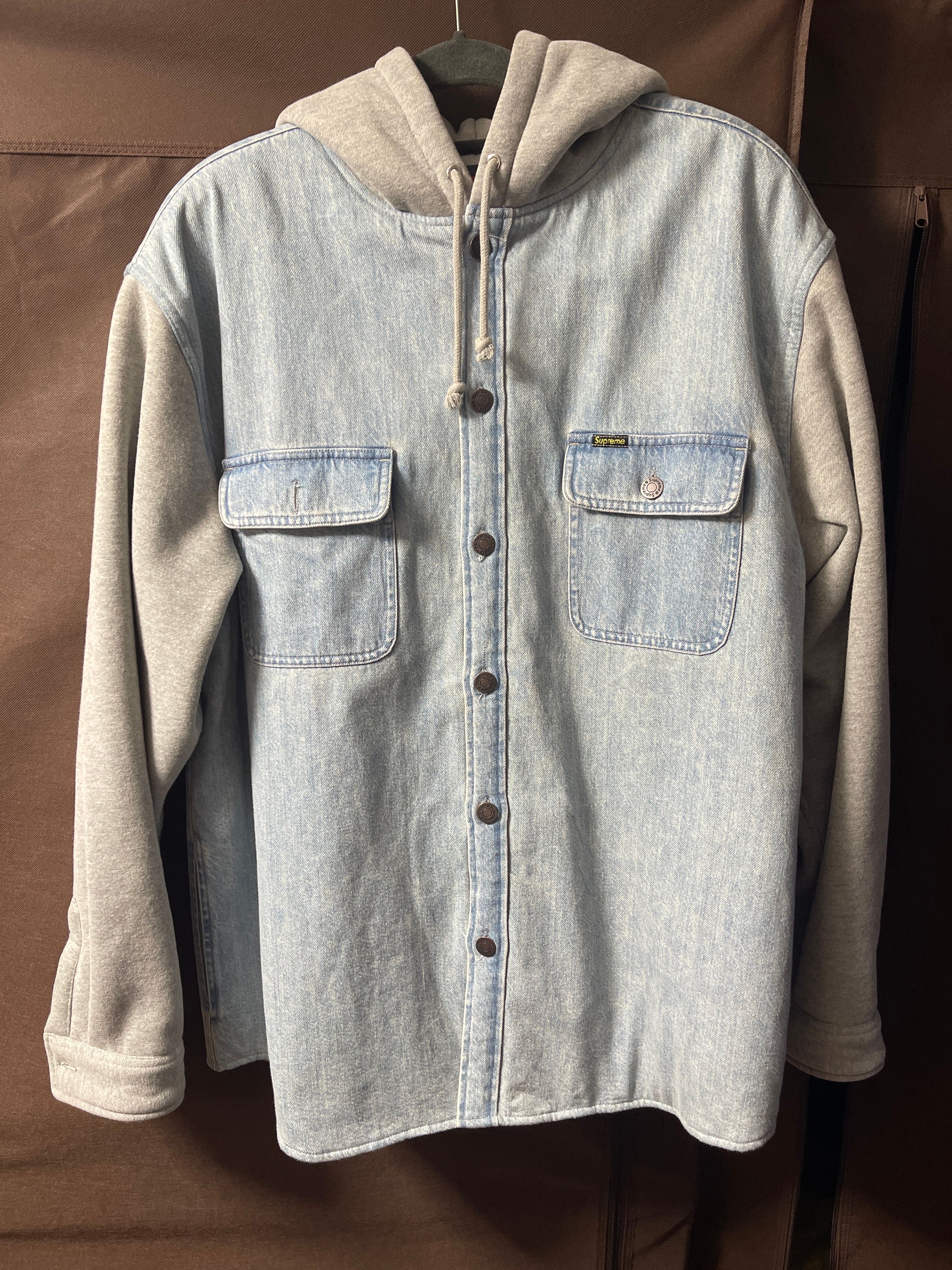 Supreme Fleece Hooded Denim Shirt 