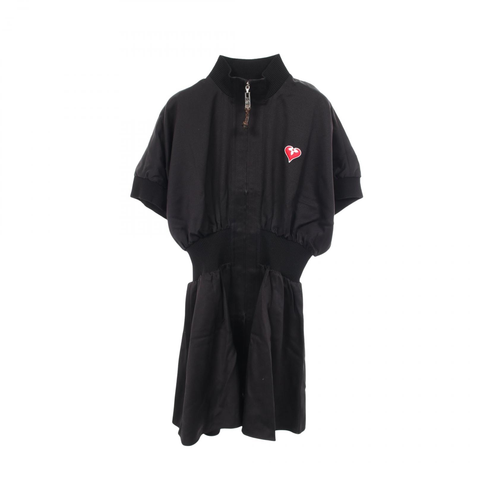 ルイ・ヴィトン LOUIS VUITTON スポーティパフスリーブ ジップアップドレス ワンピース 衣料品 トップス ウール シルク レディース ブラック系 RW211W NFX FKDB05 【中古】