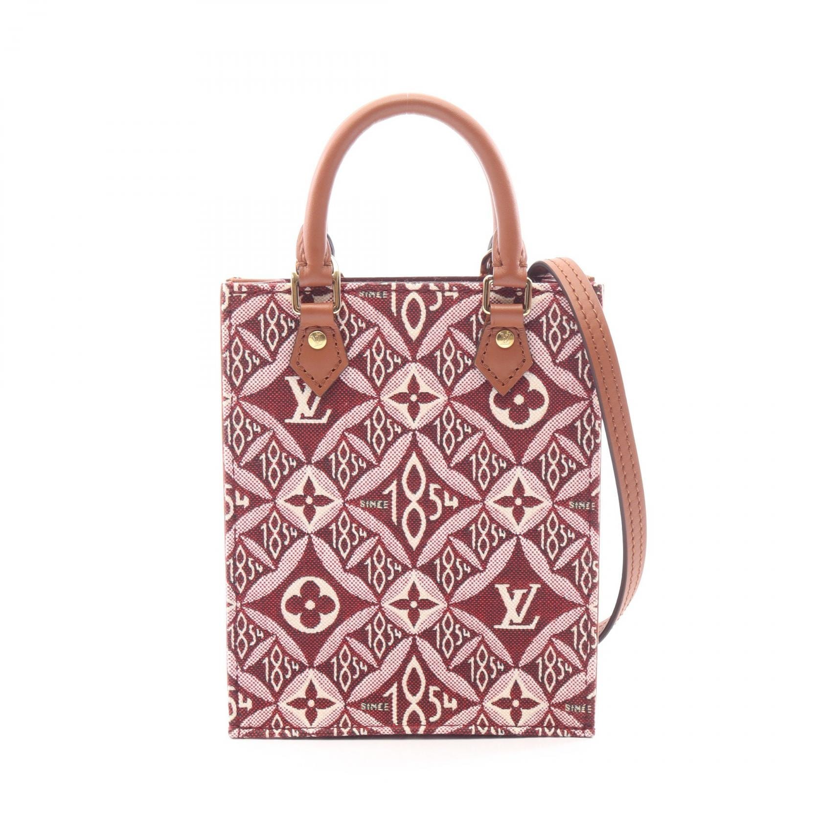 ルイ・ヴィトン LOUIS VUITTON プティット サックプラ モノグラムジャガード Since 1854 2WAY ハンドバッグ バッグ キャンバス レザー ボルドー レディース ボルドー系 / ブラウン系 M69846 【中古】