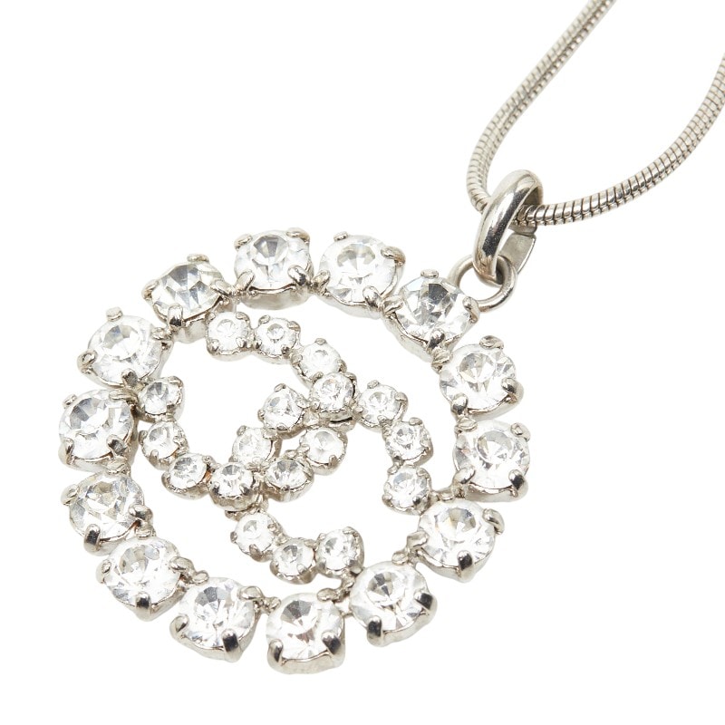 シャネル ココマーク ペンダント ネックレス 00A シルバー メタル ラインストーン レディース CHANEL 【中古】
