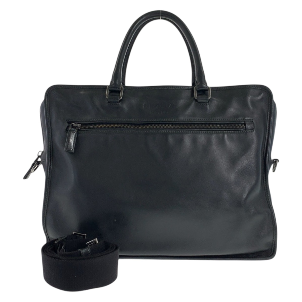 美品 PRADA プラダ ブラック 黒 レザー ビジネスバッグ ブリーフケース 601226 【中古】