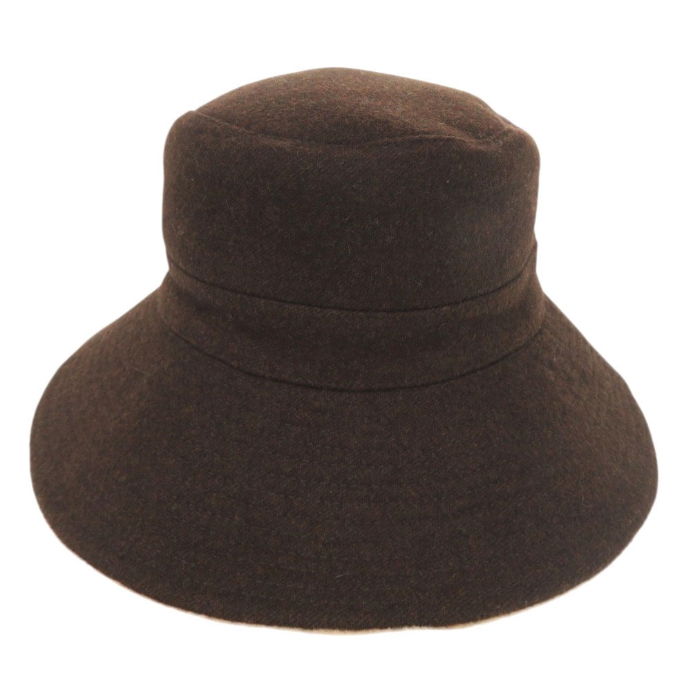 エルメス    バケットハット カシミヤ ウール ブラウン   帽