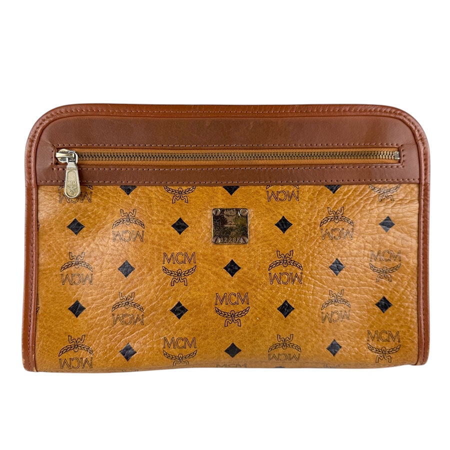 エム シー エム MCM セカンドバッグ クラッチバッグ レザー ブラウン メンズ【中古】 z9403