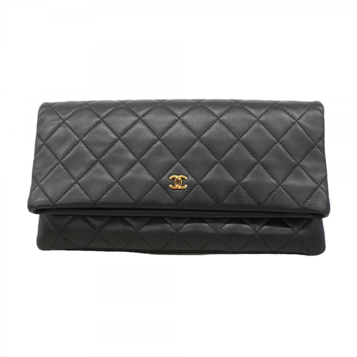 ★SALE【6gc3662-k】シャネル クラッチバッグ マトラッセ ラムスキン ブラック ゴールド金具【中古】メンズ レディース ユニセックス