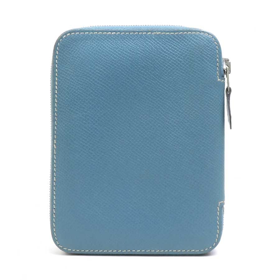 エルメス HERMES 手帳カバー レザー ブルー シルバー ユニセックス【中古】 e61763a