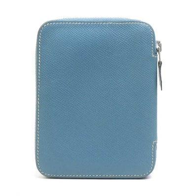 エルメス HERMES 手帳カバー レザー ブルー シルバー ユニセックス【中古】 e61763a