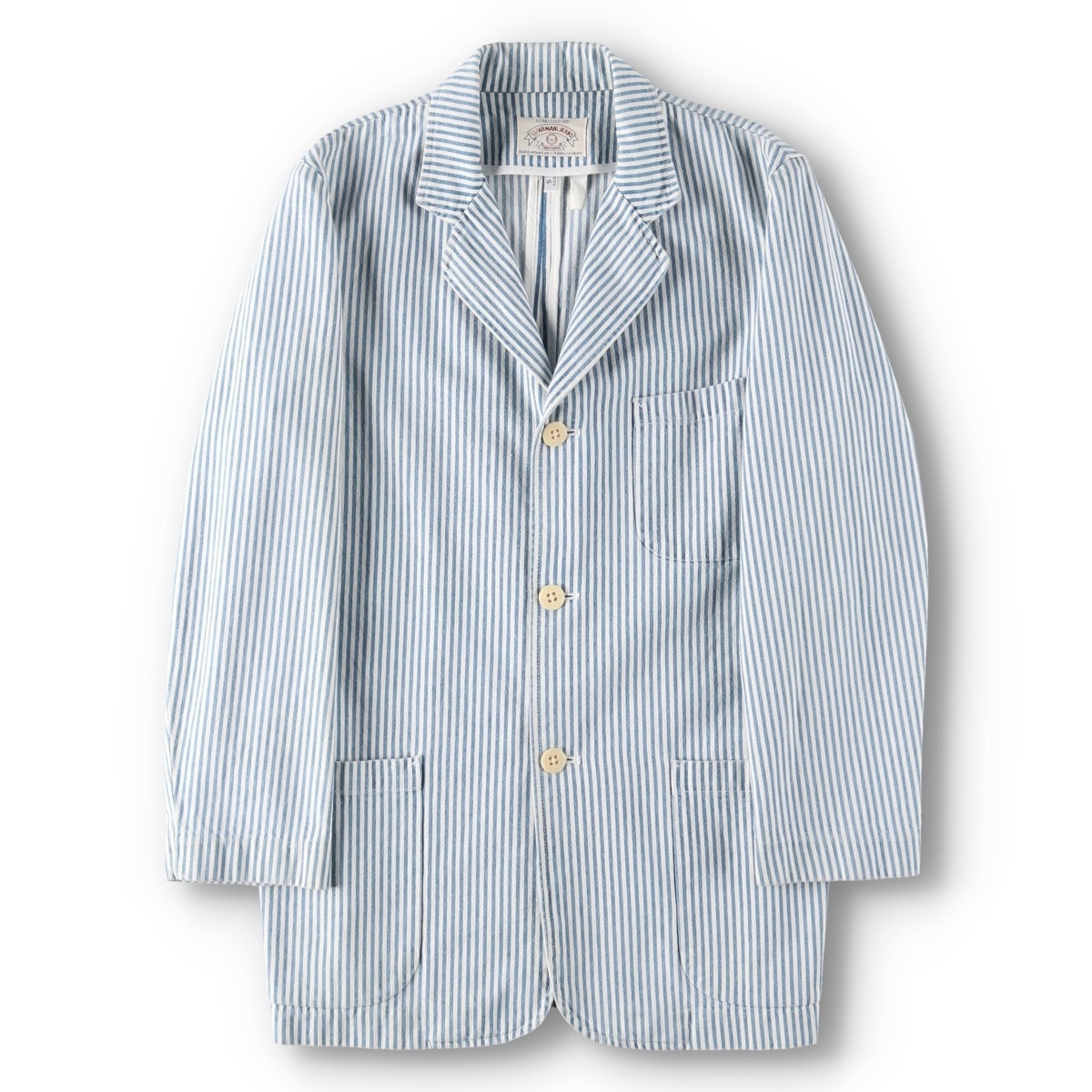 古着 90年代 ジョルジオアルマーニ Giorgio Armani JEANS ストライプ柄 コットンテーラードジャケット メンズS相当/daa000687