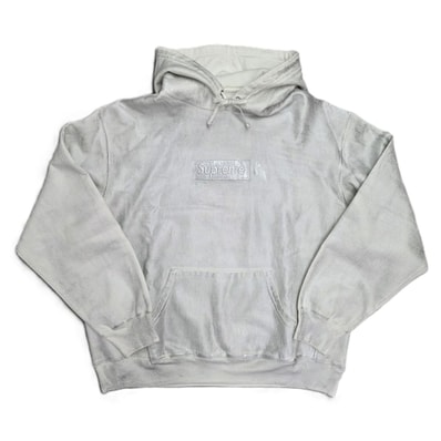 Supreme シュプリーム MM6 MAISON MARGIELA/エムエム6 メゾンマルジェラ FOIL BOX LOGO HOODED SWEATSHIRT 裏起毛 ボックス ロゴ フーディー パーカー L コットン ホワイト シルバー メンズ【中古】