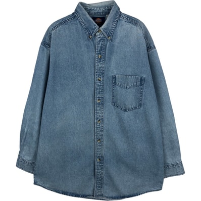 古着 ディッキーズ Dickies 長袖 ボタンダウンデニムシャツ メンズL相当/eaa672360