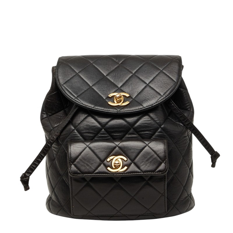 シャネル マトラッセ ココマーク チェーン リュック デイパック バックパック ブラック ラムスキン レディース CHANEL 【中古】