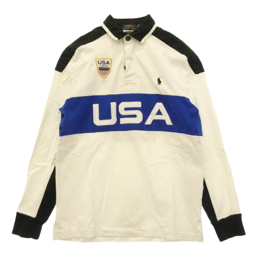 POLO RALPH LAUREN ポロ・ラルフローレン CUSTOM FIT カスタムフィット 長袖 ラガー シャツ 白系 ホワイト系 ブルー系 M【中古】