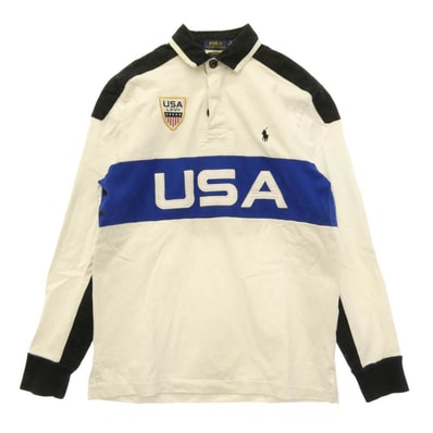POLO RALPH LAUREN ポロ・ラルフローレン CUSTOM FIT カスタムフィット 長袖 ラガー シャツ 白系 ホワイト系 ブルー系 M【中古】